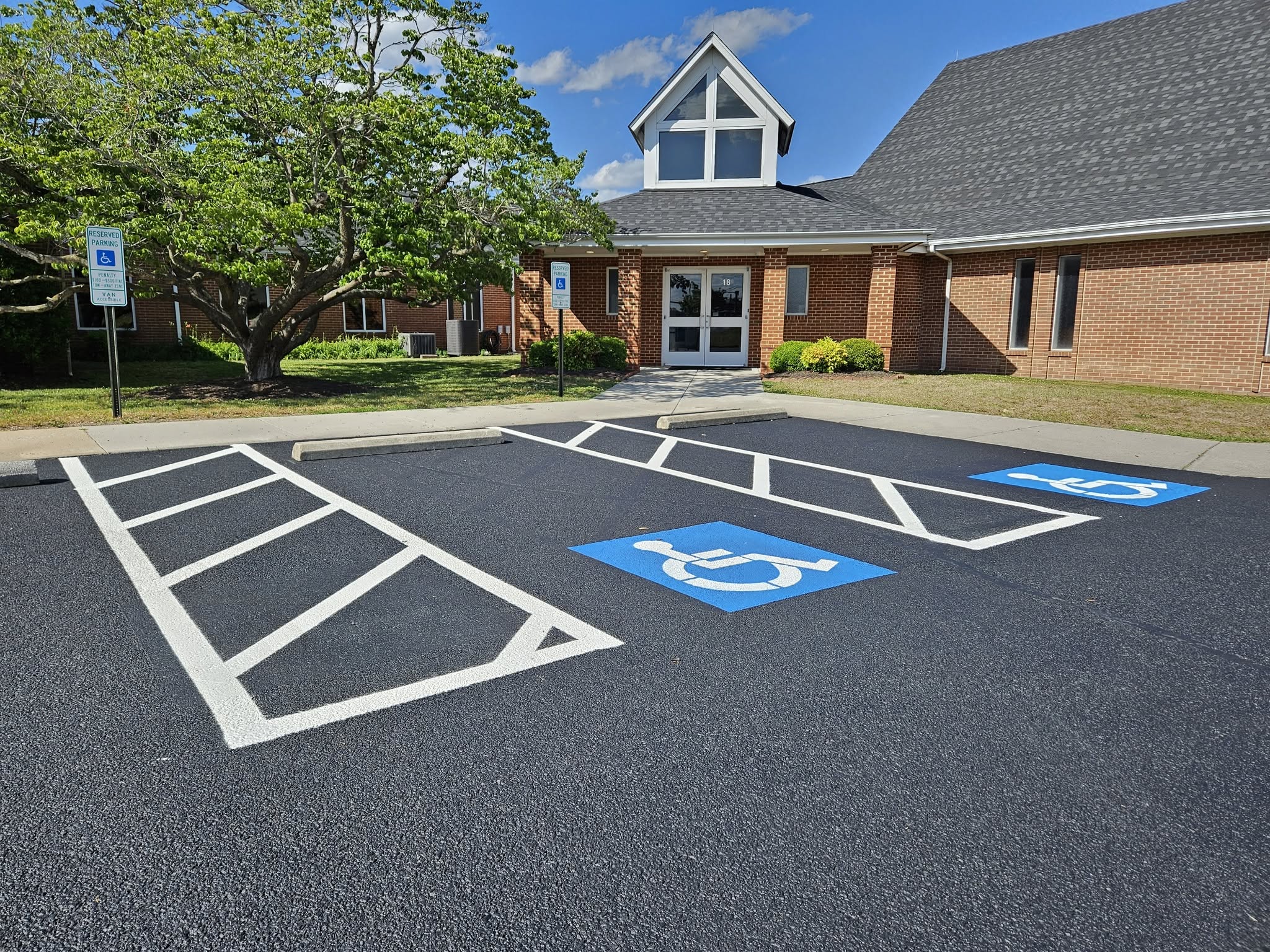 Commercial parking lot striping and ADA marking